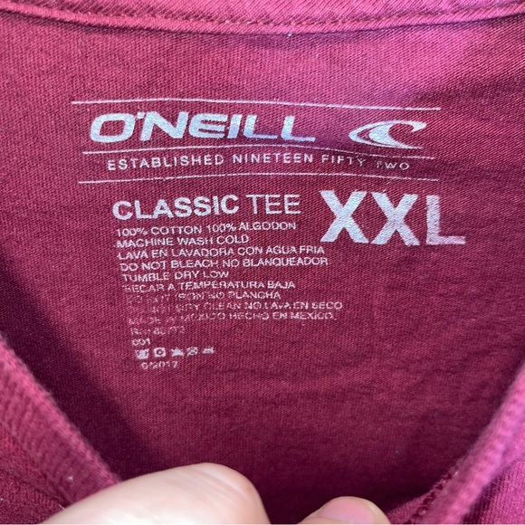 O'NEILL Surf Company first in last out maroon short-sleeve graphic t-shirt 2XL - Picture 4 of 4